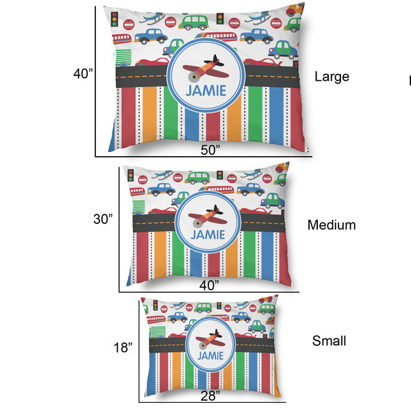 Transportation & Stripes Outdoor Dog Beds - SIZE CHART