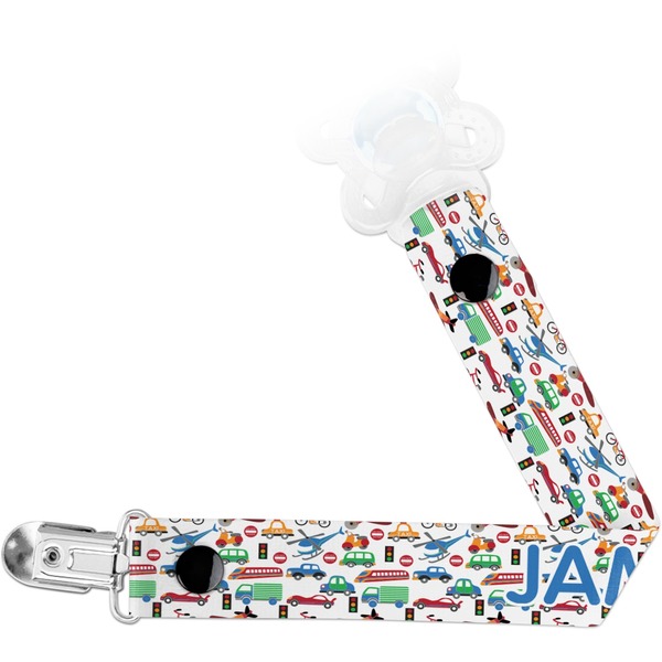 Custom Transportation & Stripes Pacifier Clip (Personalized)