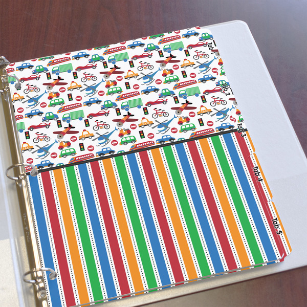 Transportation & Stripes Page Dividers - Set of 5 - In Context