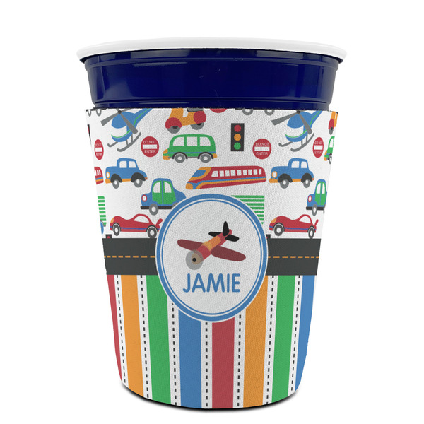 Transportation & Stripes Party Cup Sleeves - without bottom - FRONT (on cup)