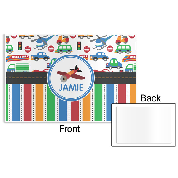 Transportation & Stripes Disposable Paper Placemat - Front & Back