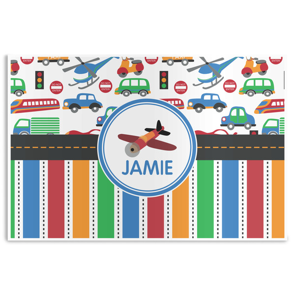 Custom Transportation & Stripes Disposable Paper Placemats (Personalized)