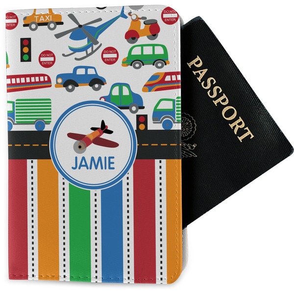 Custom Transportation & Stripes Passport Holder - Fabric (Personalized)