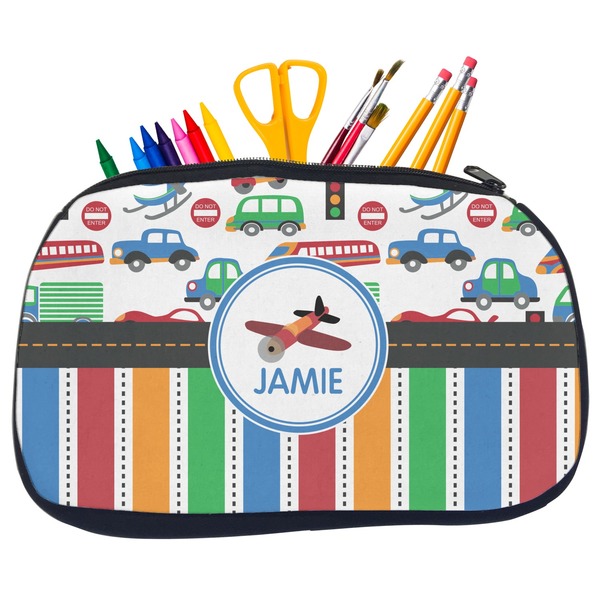 Transportation & Stripes Pencil / School Supplies Bags - Medium