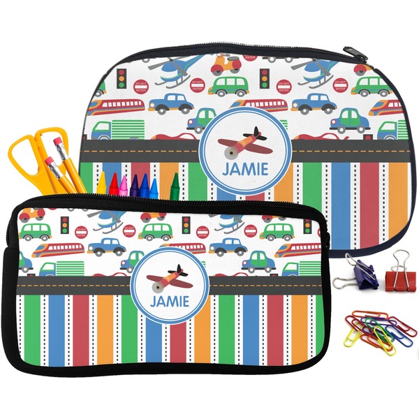 Transportation & Stripes Pencil / School Supplies Bags Small and Medium