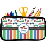 Transportation & Stripes Neoprene Pencil Case - Small w/ Name or Text