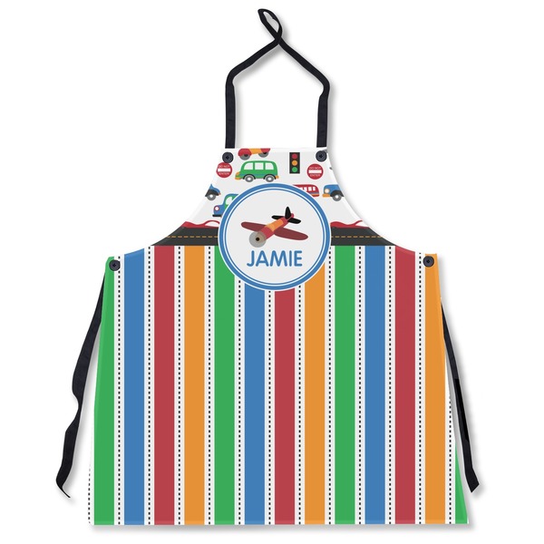 Custom Transportation & Stripes Apron Without Pockets w/ Name or Text