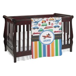Transportation & Stripes Baby Blanket (Personalized)