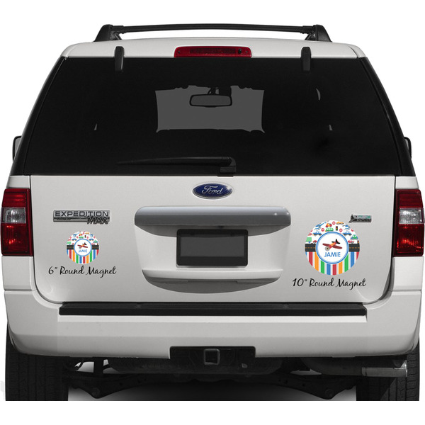 Transportation & Stripes Personalized Car Magnets on Ford Explorer