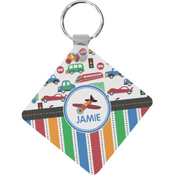 Transportation & Stripes Diamond Plastic Keychain w/ Name or Text