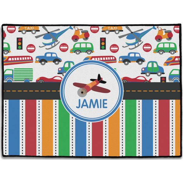 Custom Transportation & Stripes Door Mat (Personalized)