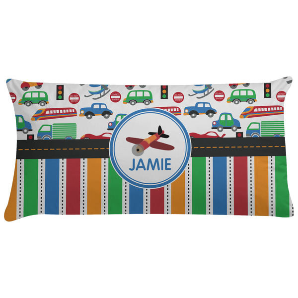 Custom Transportation & Stripes Pillow Case - King (Personalized)