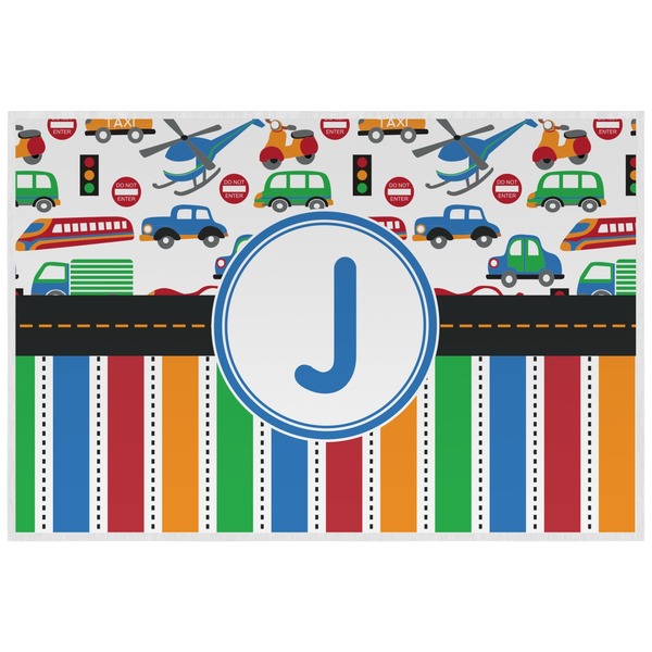 Transportation & Stripes Personalized Placemat (Back)