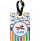 Transportation & Stripes Plastic Luggage Tag - Rectangular w/ Name or Text