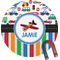 Transportation & Stripes Round Fridge Magnet (Personalized)