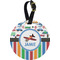 Transportation & Stripes Plastic Luggage Tag - Round (Personalized)