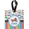 Transportation & Stripes Plastic Luggage Tag - Square w/ Name or Text