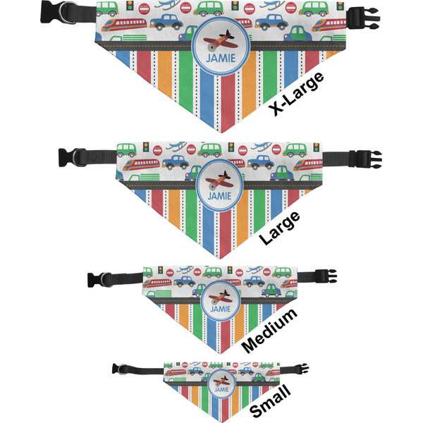 Transportation & Stripes Pet Bandana Sizes