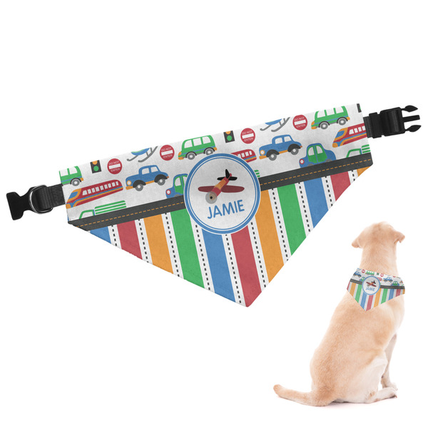 Custom Transportation & Stripes Dog Bandana - XLarge (Personalized)