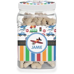 Transportation & Stripes Dog Treat Jar (Personalized)