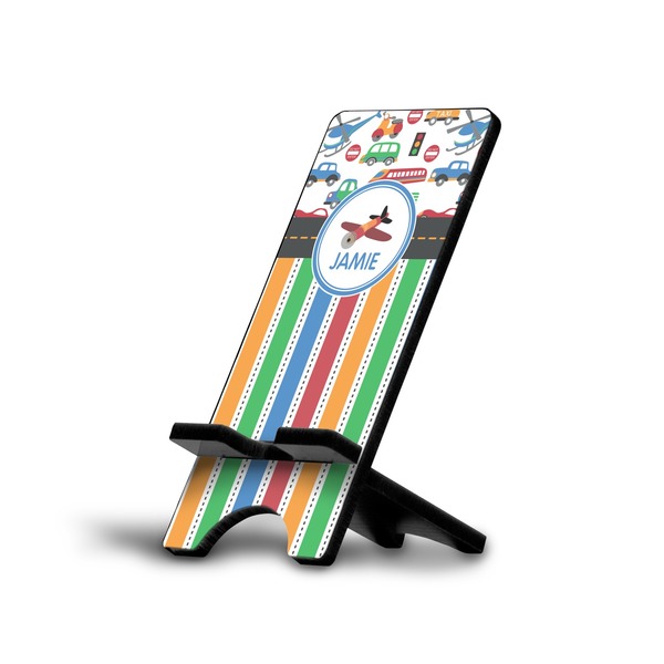 Custom Transportation & Stripes Cell Phone Stand (Large) (Personalized)