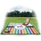 Transportation & Stripes Picnic Blanket - with Basket Hat and Book - in Use