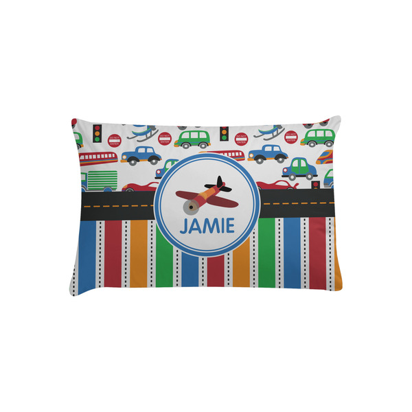 Custom Transportation & Stripes Pillow Case - Toddler (Personalized)