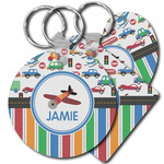 Transportation & Stripes Plastic Keychain (Personalized)