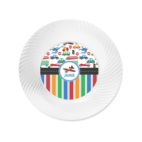 Transportation & Stripes Plastic Party Appetizer & Dessert Plates - Approval