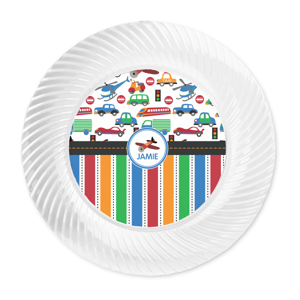 Transportation & Stripes Plastic Party Dinner Plates - Approval