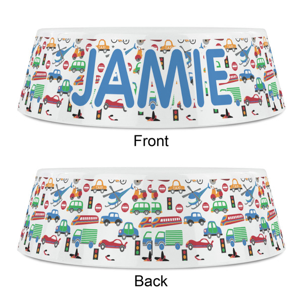 Transportation & Stripes Plastic Pet Bowls - Small - APPROVAL