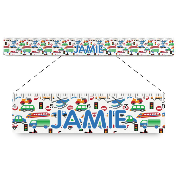 Custom Transportation & Stripes Plastic Ruler - 12" (Personalized)