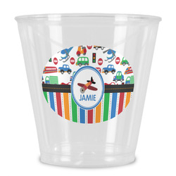 Transportation & Stripes Plastic Shot Glass (Personalized)