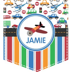 Transportation & Stripes Iron On Faux Pocket (Personalized)