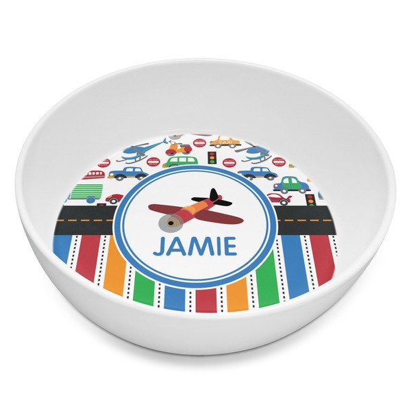 Custom Transportation & Stripes Melamine Bowl - 8 oz (Personalized)