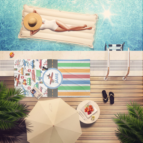 Transportation & Stripes Pool Towel Lifestyle