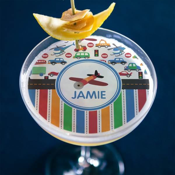 Transportation & Stripes Printed Drink Topper - XLarge - In Context