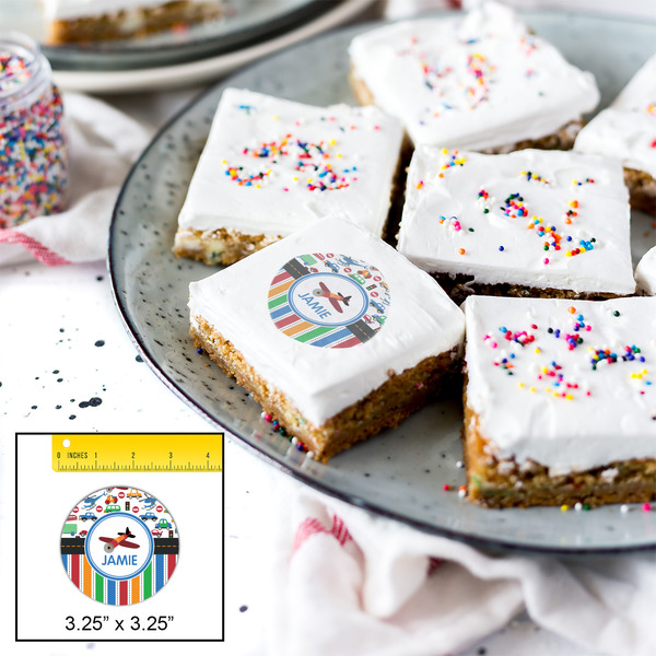 Transportation & Stripes Printed Icing Circle - Large - In Context