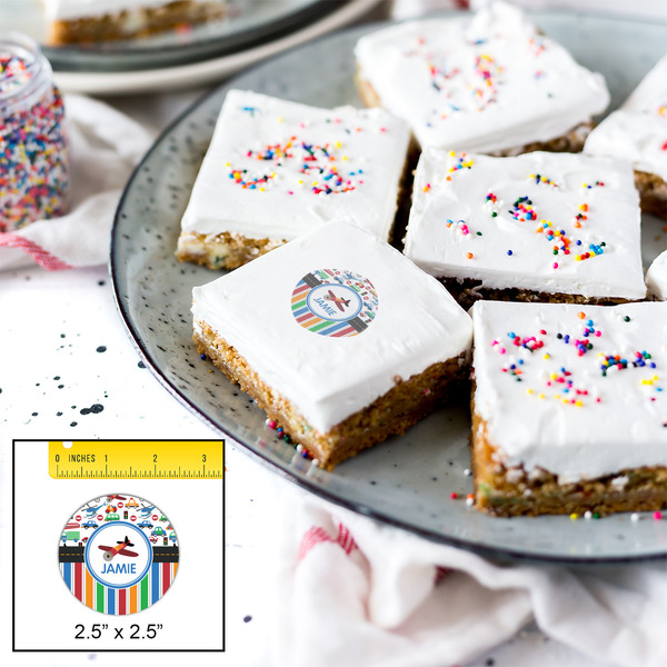 Transportation & Stripes Printed Icing Circle - Medium - In Context