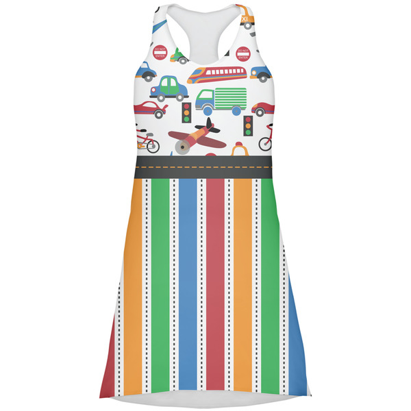 Custom Transportation & Stripes Racerback Dress - Medium