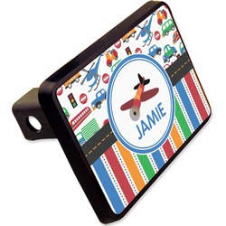 Transportation & Stripes Rectangular Trailer Hitch Cover - 2" (Personalized)