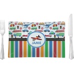 Transportation & Stripes Rectangular Glass Lunch / Dinner Plate - Single or Set (Personalized)