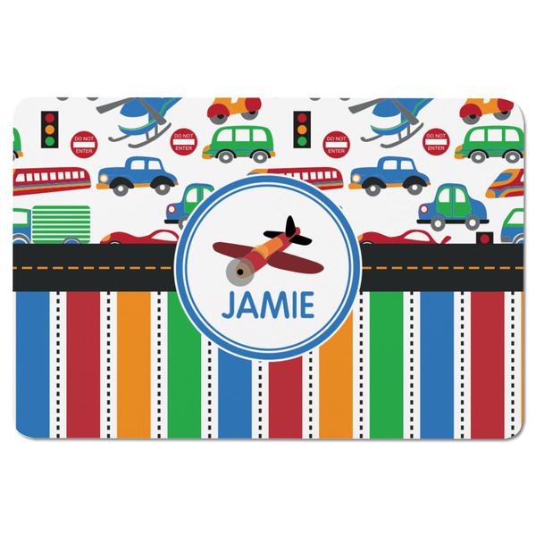 Transportation & Stripes Rectangular Fridge Magnet - FRONT