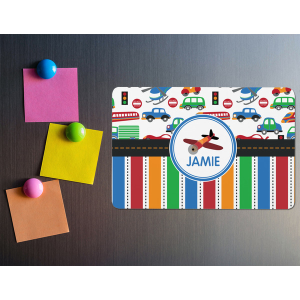 Transportation & Stripes Rectangular Fridge Magnet - LIFESTYLE