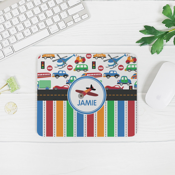 Transportation & Stripes Rectangular Mouse Pad - LIFESTYLE 2