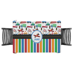 Transportation & Stripes Tablecloth - 58"x58" (Personalized)