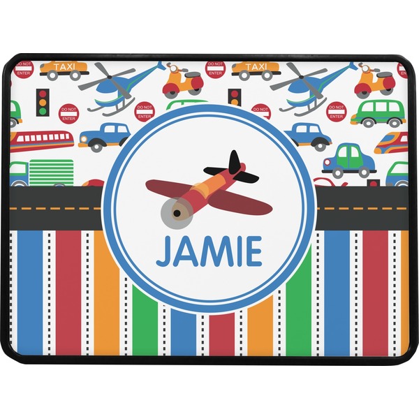 Transportation & Stripes Rectangular Trailer Hitch Cover (Personalized)