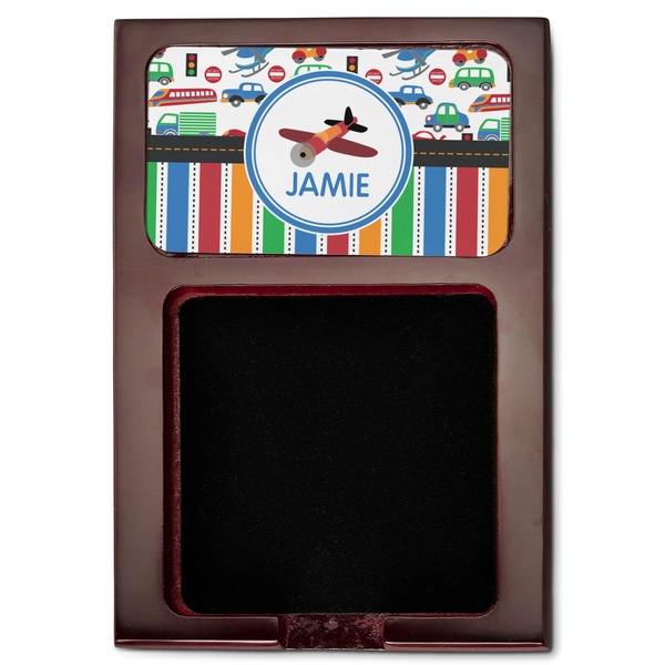 Transportation & Stripes Red Mahogany Sticky Note Holder - Flat