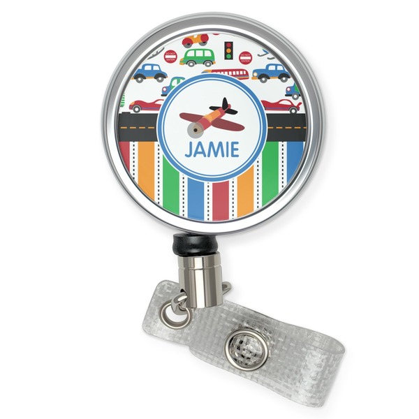 Custom Transportation & Stripes Retractable Badge Reel (Personalized)
