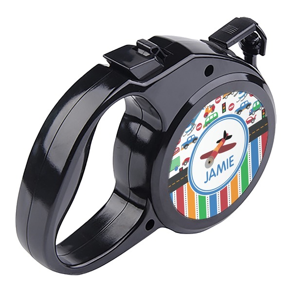 Transportation & Stripes Retractable Dog Leash - Angle